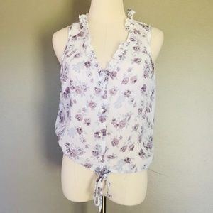 Pajama Top Sleeveless Purple Floral Bali Studios Large